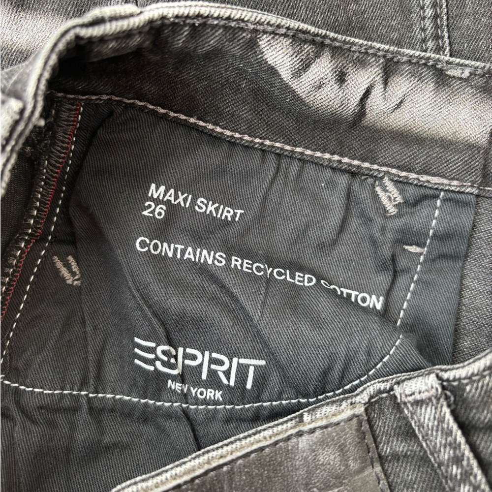 Esprit Black Denim Maxi Skirt High Waisted Stretch Pencil Skirt Size 26 - Picture 9 of 11